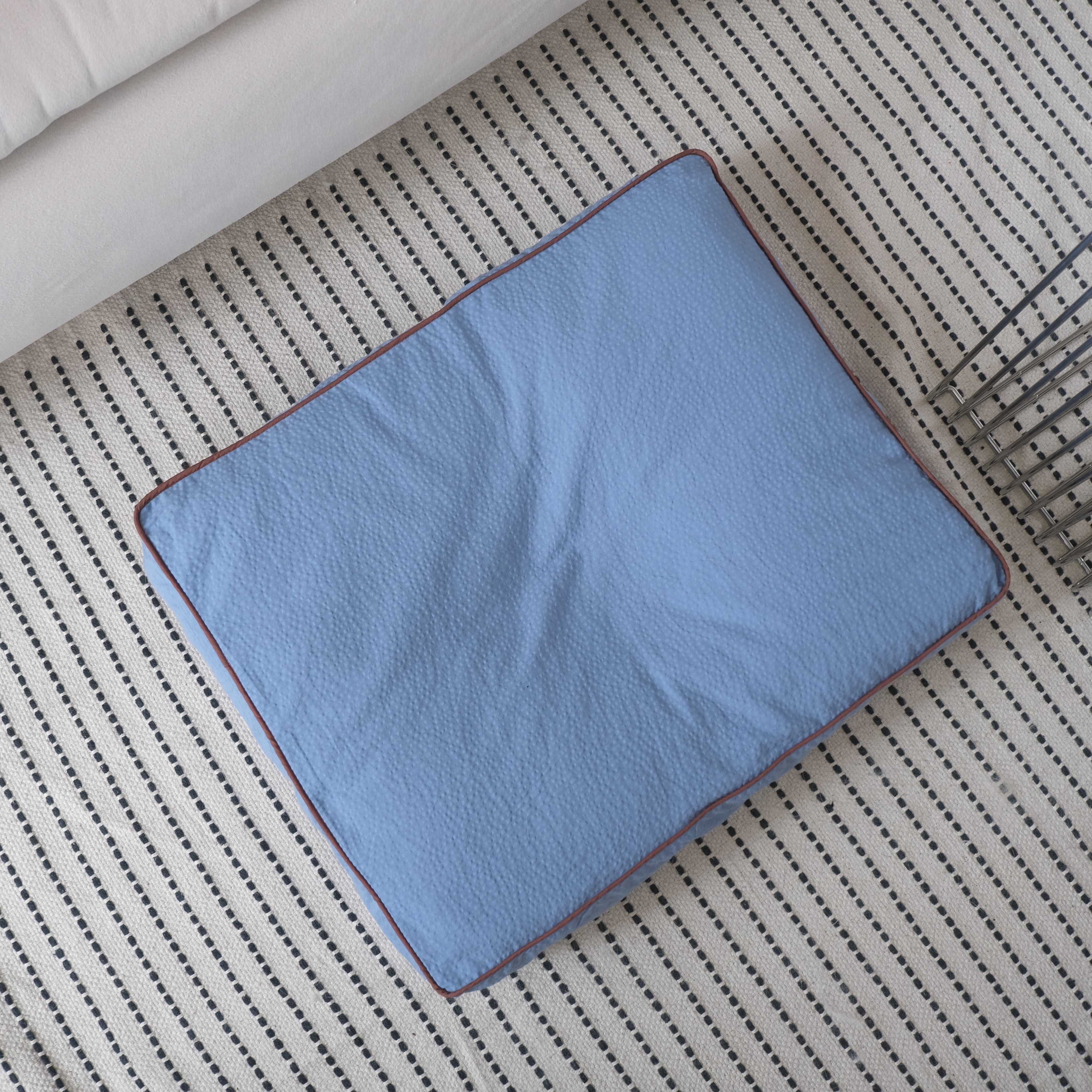 Catbedmatカバー Saxony Blue×Brown Piping