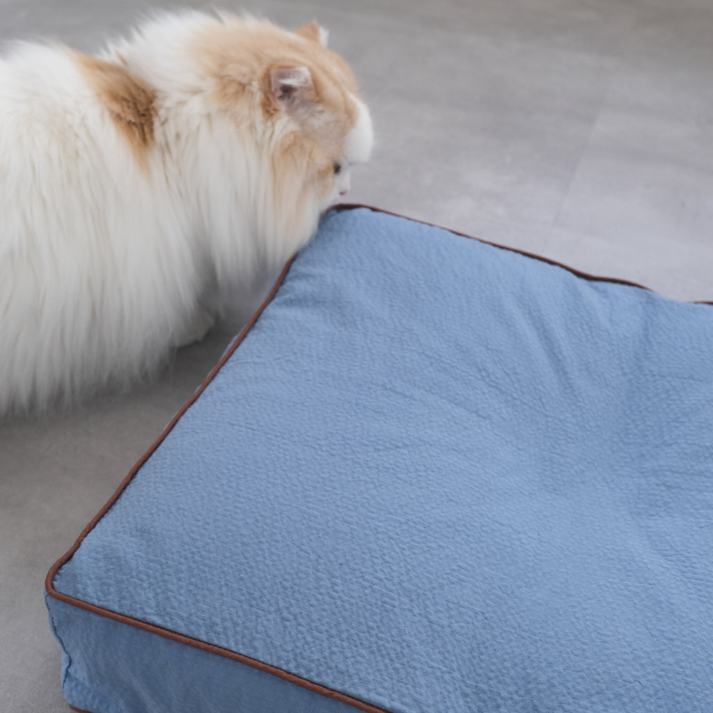 Catbedmatカバー Saxony Blue×Brown Piping
