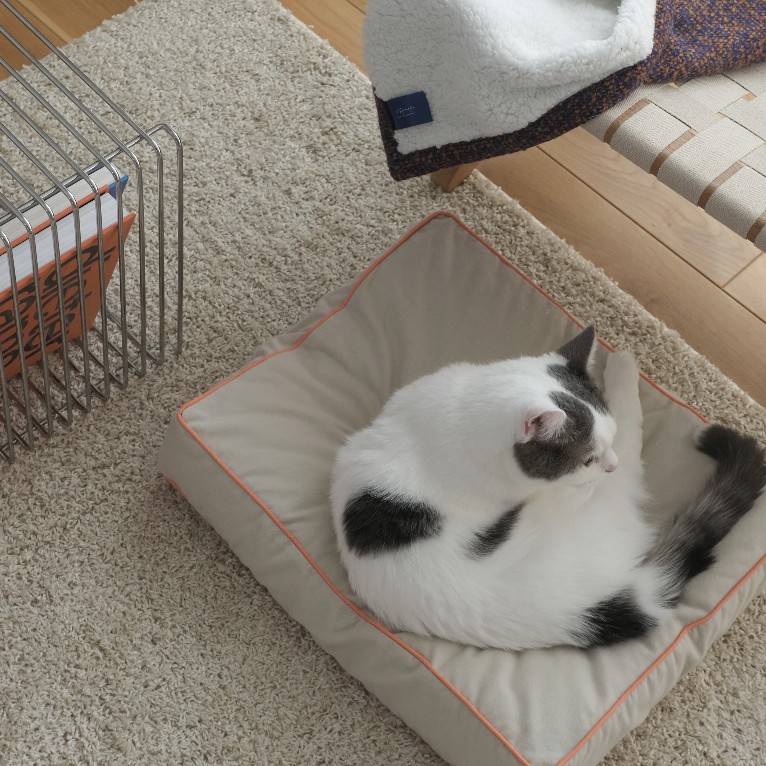 【予約】Catbedmatカバー　セミスウェード×Orangepiping